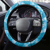 Blue Hawaii Kalo Palaka Motifs Steering Wheel Cover Hawaiian Taro Leaves Elegant Vibes LT14 - Polynesian Pride