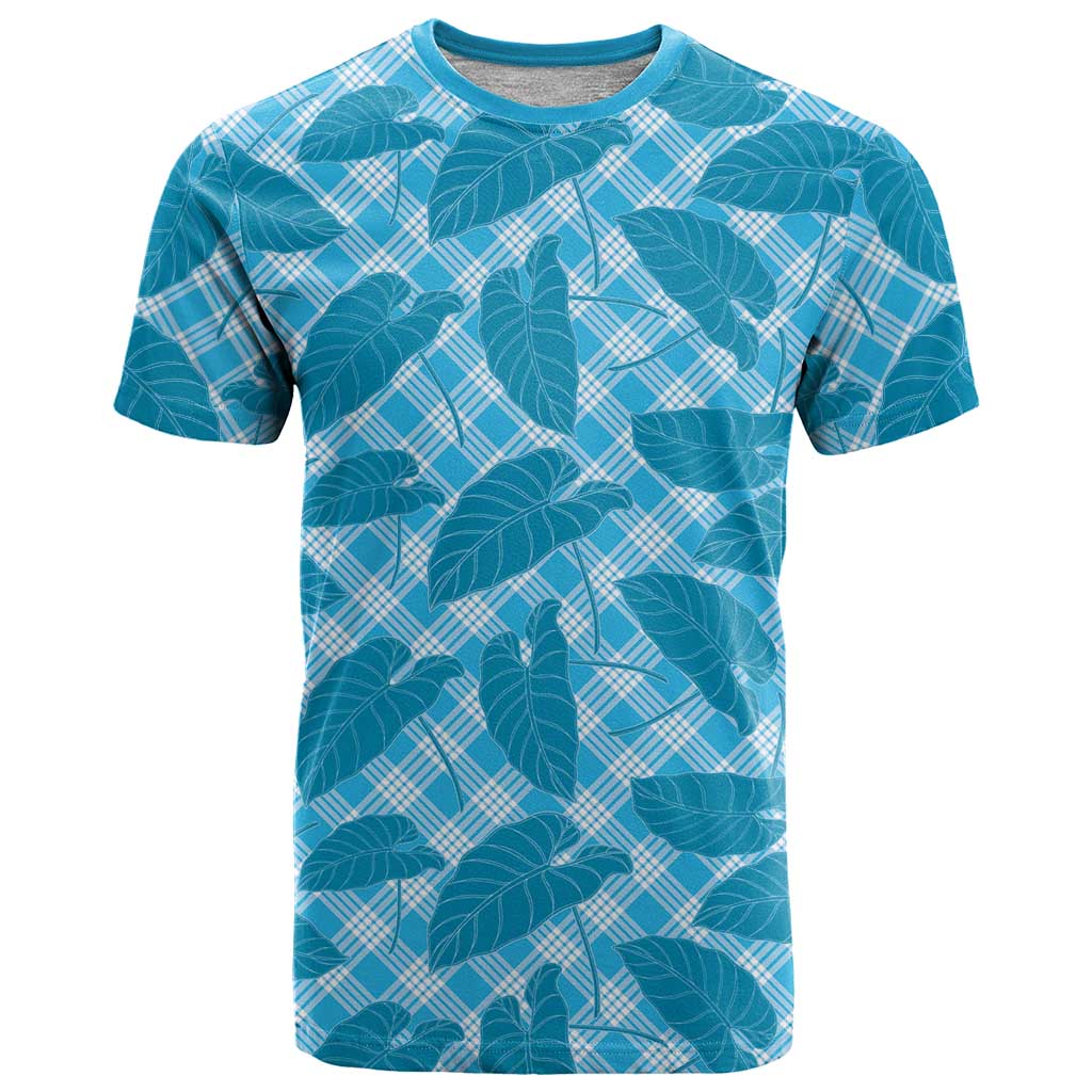 Blue Hawaii Kalo Palaka Motifs T Shirt Hawaiian Taro Leaves Elegant Vibes LT14 Blue - Polynesian Pride