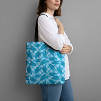 Blue Hawaii Kalo Palaka Motifs Tote Bag Hawaiian Taro Leaves Elegant Vibes LT14 - Polynesian Pride