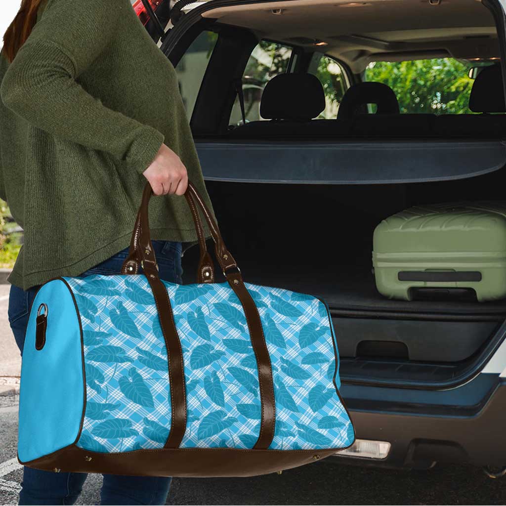 Blue Hawaii Kalo Palaka Motifs Travel Bag Hawaiian Taro Leaves Elegant Vibes LT14 - Polynesian Pride