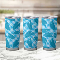 Blue Hawaii Kalo Palaka Motifs Tumbler Cup Hawaiian Taro Leaves Elegant Vibes LT14 - Polynesian Pride