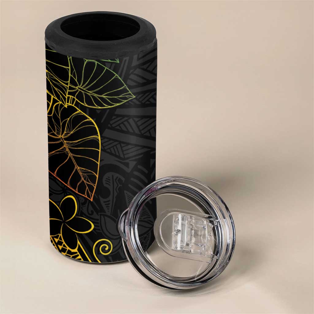 Aloha Hawaii Kalo 4 in 1 Can Cooler Tumbler Reggae Taro Polynesian Pattern - Polynesian Pride