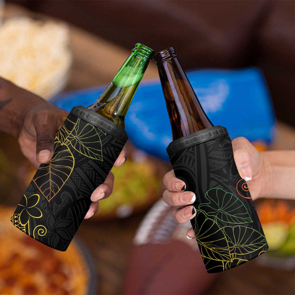 Aloha Hawaii Kalo 4 in 1 Can Cooler Tumbler Reggae Taro Polynesian Pattern - Polynesian Pride