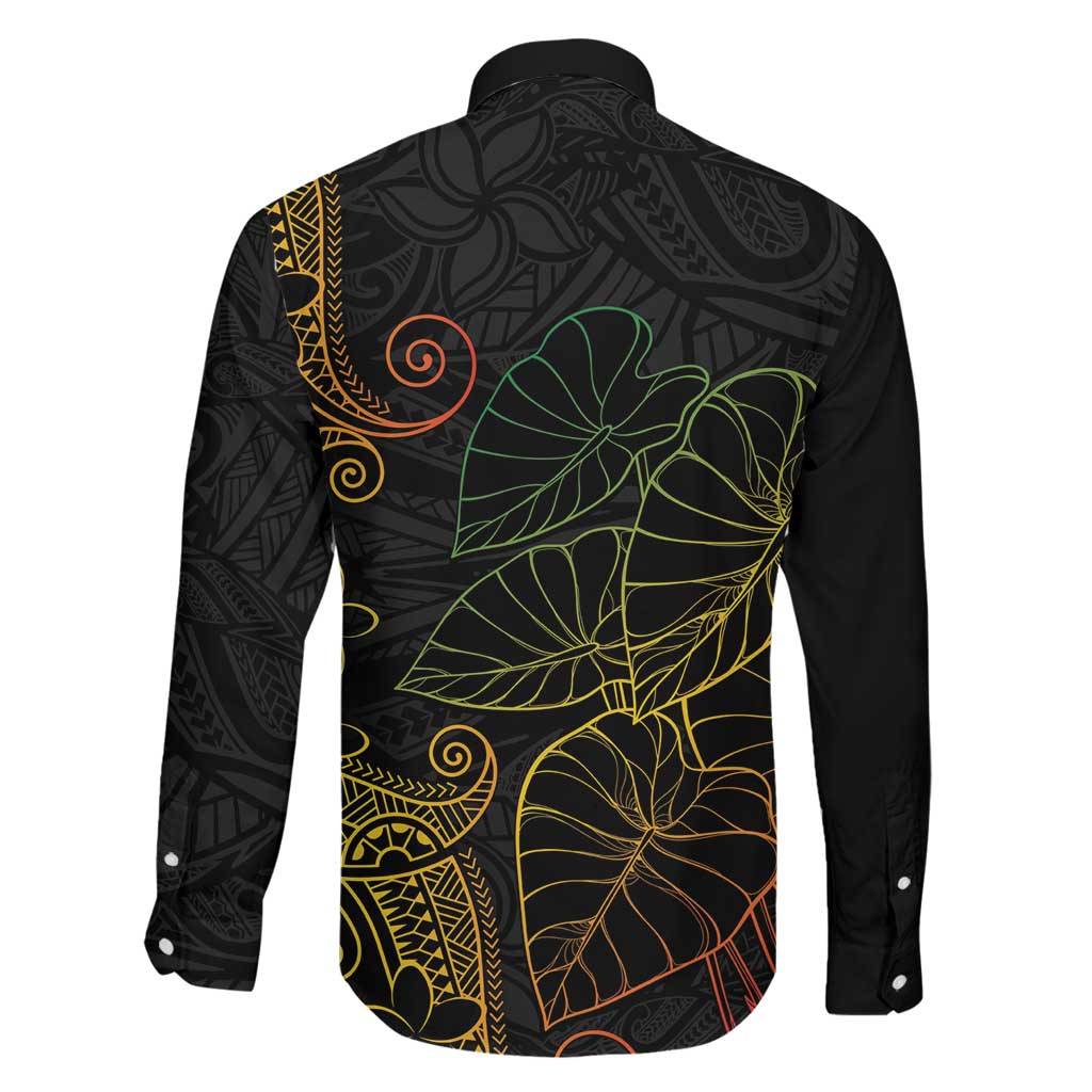 Aloha Hawaii Kalo Family Matching Long Sleeve Bodycon Dress and Hawaiian Shirt Reggae Taro Polynesian Pattern LT14 - Polynesian Pride