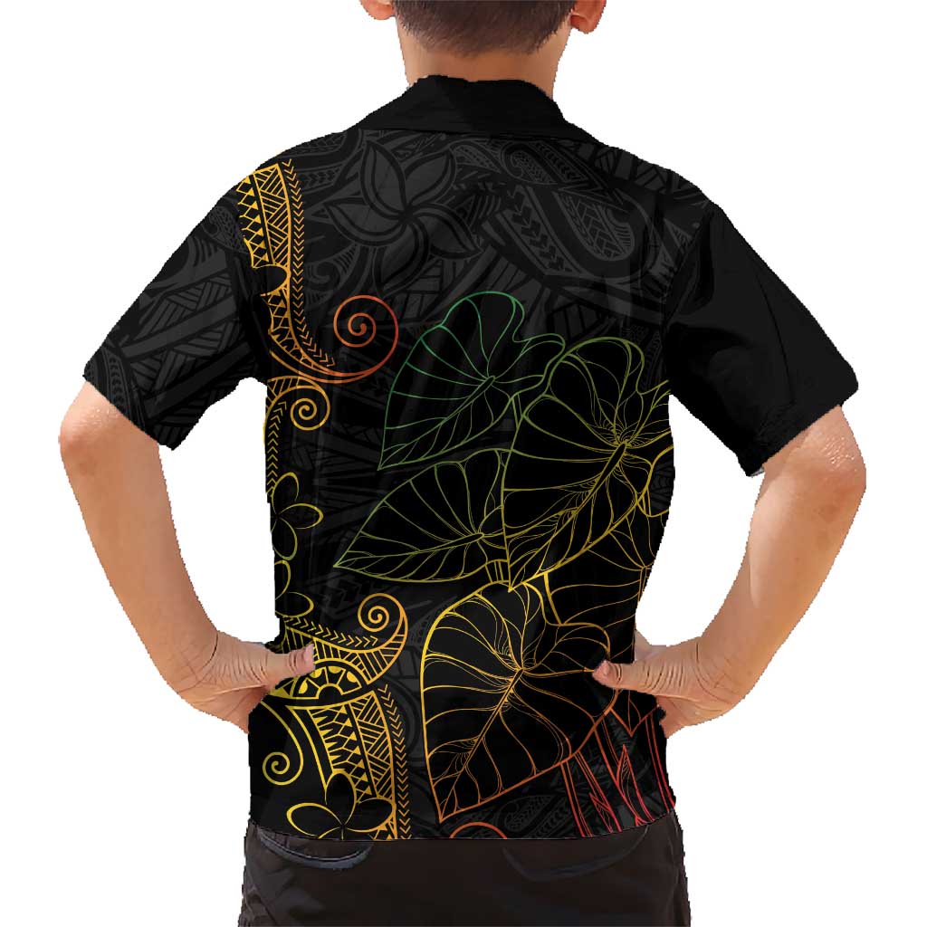 Aloha Hawaii Kalo Family Matching Off The Shoulder Long Sleeve Dress and Hawaiian Shirt Reggae Taro Polynesian Pattern LT14 - Polynesian Pride