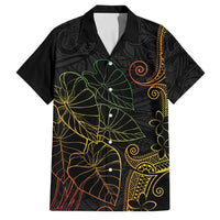 Aloha Hawaii Kalo Family Matching Off The Shoulder Long Sleeve Dress and Hawaiian Shirt Reggae Taro Polynesian Pattern LT14 Dad's Shirt - Short Sleeve Black - Polynesian Pride