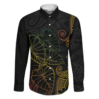 Aloha Hawaii Kalo Family Matching Off The Shoulder Long Sleeve Dress and Hawaiian Shirt Reggae Taro Polynesian Pattern LT14 Dad's Shirt - Long Sleeve Black - Polynesian Pride