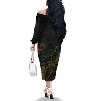 Aloha Hawaii Kalo Family Matching Off The Shoulder Long Sleeve Dress and Hawaiian Shirt Reggae Taro Polynesian Pattern LT14 - Polynesian Pride