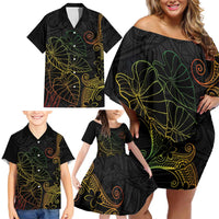 Aloha Hawaii Kalo Family Matching Off Shoulder Short Dress and Hawaiian Shirt Reggae Taro Polynesian Pattern LT14 - Polynesian Pride