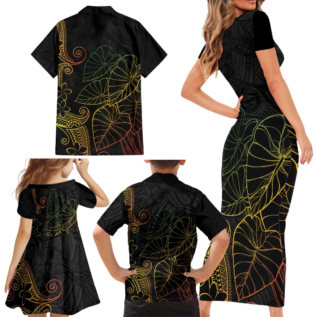 Aloha Hawaii Kalo Family Matching Short Sleeve Bodycon Dress and Hawaiian Shirt Reggae Taro Polynesian Pattern LT14 - Polynesian Pride