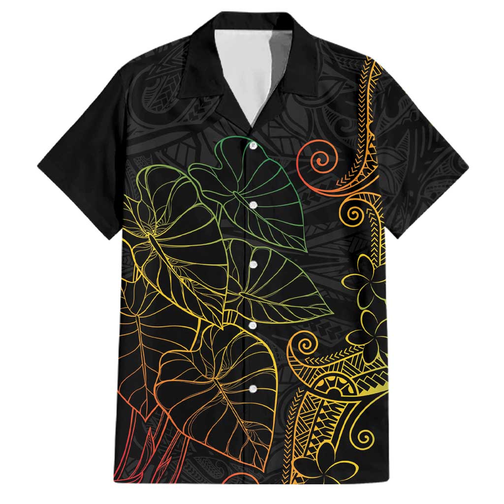Aloha Hawaii Kalo Family Matching Short Sleeve Bodycon Dress and Hawaiian Shirt Reggae Taro Polynesian Pattern LT14 Dad's Shirt - Short Sleeve Black - Polynesian Pride