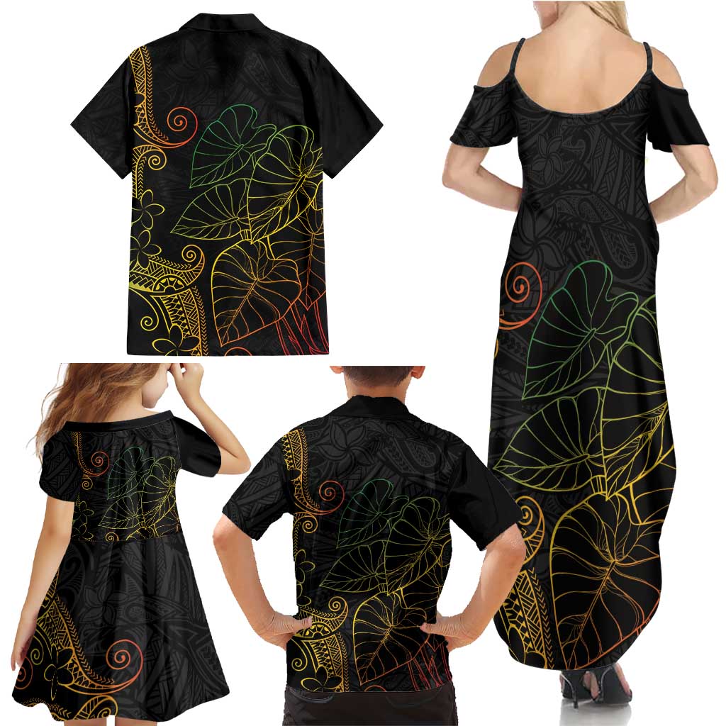 Aloha Hawaii Kalo Family Matching Summer Maxi Dress and Hawaiian Shirt Reggae Taro Polynesian Pattern LT14 - Polynesian Pride