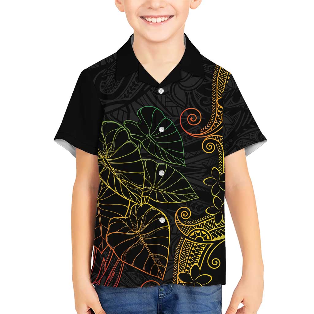 Aloha Hawaii Kalo Family Matching Summer Maxi Dress and Hawaiian Shirt Reggae Taro Polynesian Pattern LT14 Son's Shirt Black - Polynesian Pride