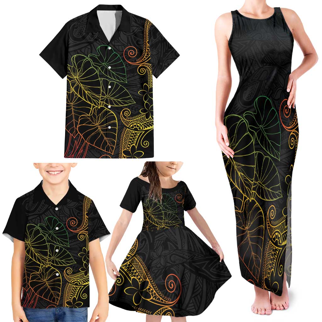 Aloha Hawaii Kalo Family Matching Tank Maxi Dress and Hawaiian Shirt Reggae Taro Polynesian Pattern LT14 - Polynesian Pride