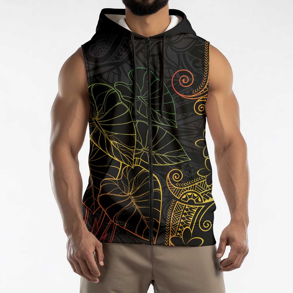 Aloha Hawaii Kalo Sleeveless Zip Hoodie Reggae Taro Polynesian Pattern LT14 - Polynesian Pride