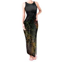 Aloha Hawaii Kalo Tank Maxi Dress Reggae Taro Polynesian Pattern LT14 Women Black - Polynesian Pride