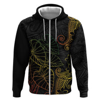 Aloha Hawaii Kalo Zip Hoodie Reggae Taro Polynesian Pattern LT14 Zip Hoodie Black - Polynesian Pride