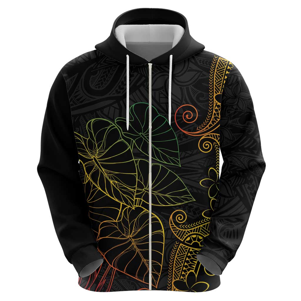 Aloha Hawaii Kalo Zip Hoodie Reggae Taro Polynesian Pattern LT14 - Polynesian Pride