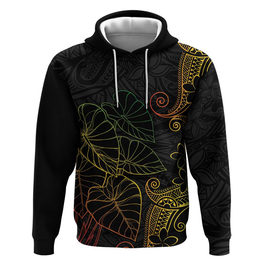 Aloha Hawaii Kalo Zip Hoodie Reggae Taro Polynesian Pattern LT14 Pullover Hoodie Black - Polynesian Pride