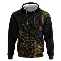 Aloha Hawaii Kalo Zip Hoodie Reggae Taro Polynesian Pattern LT14 Pullover Hoodie Black - Polynesian Pride
