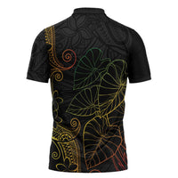 Aloha Hawaii Kalo Zipper Polo Shirt Reggae Taro Polynesian Pattern - Polynesian Pride