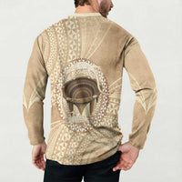 Tonga Skink Kava Bowl Button Sweatshirt Vintage Tongan Ngatu Pattern