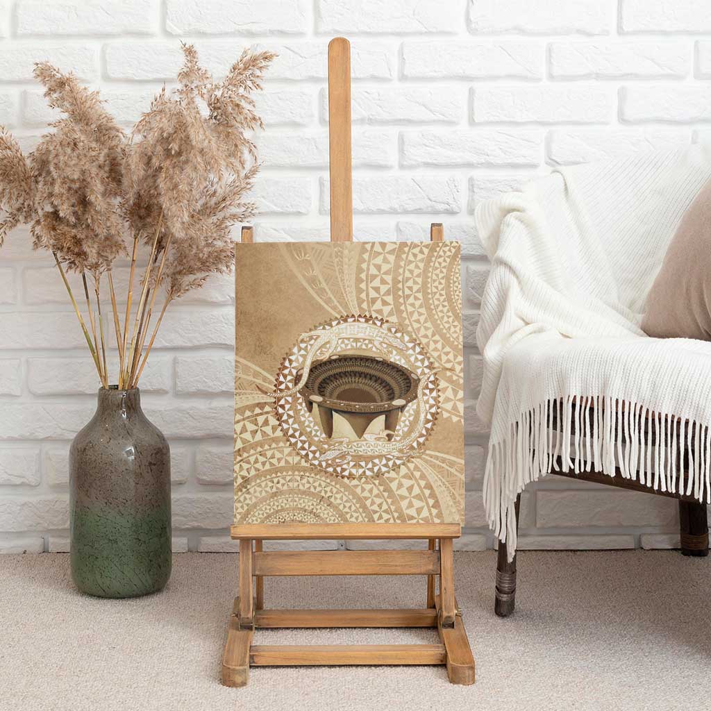 Tonga Skink Kava Bowl Canvas Wall Art Vintage Tongan Ngatu Pattern