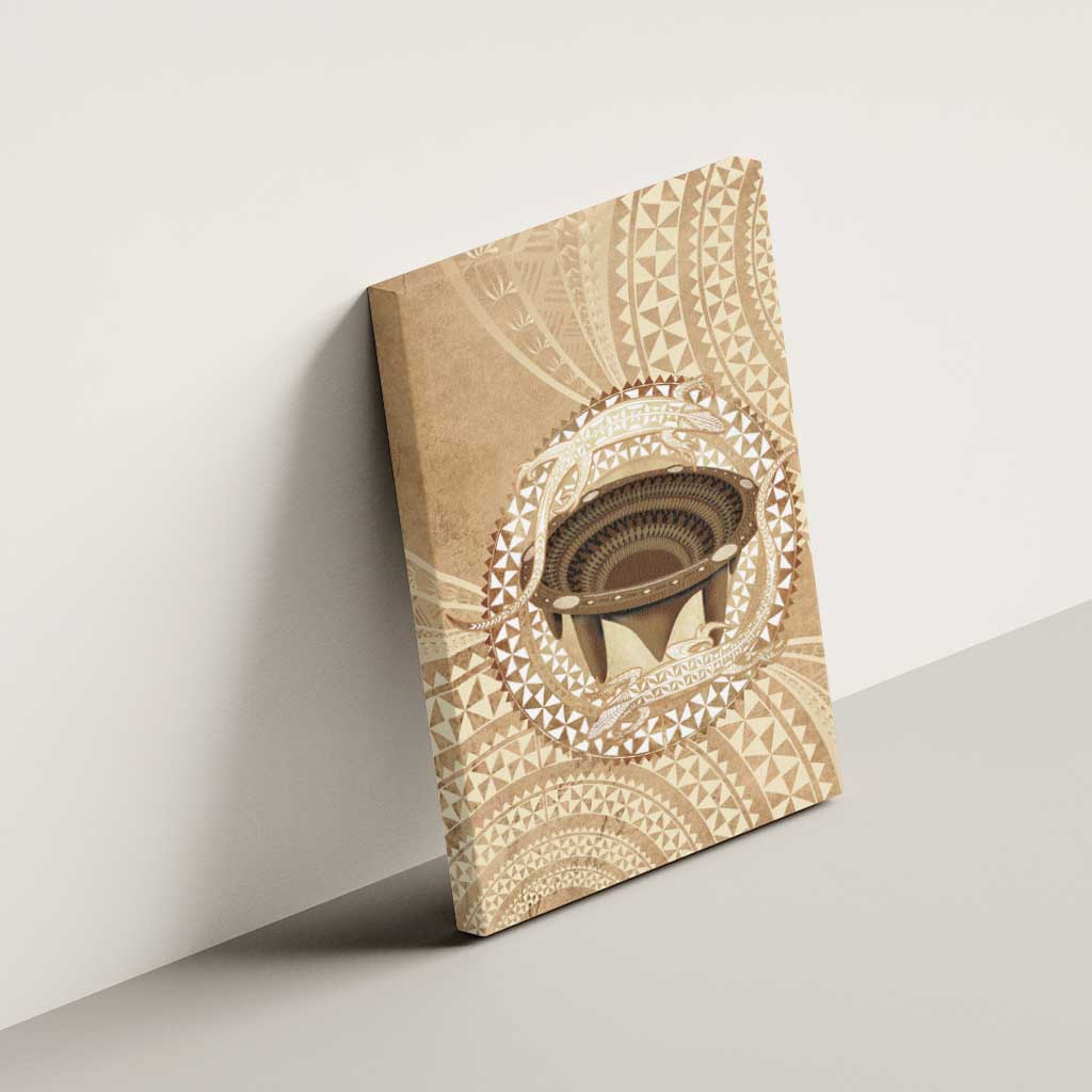 Tonga Skink Kava Bowl Canvas Wall Art Vintage Tongan Ngatu Pattern