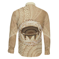 Tonga Skink Kava Bowl Family Matching Long Sleeve Bodycon Dress and Hawaiian Shirt Vintage Tongan Ngatu Pattern LT14 - Polynesian Pride