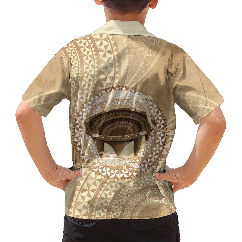 Tonga Skink Kava Bowl Family Matching Mermaid Dress and Hawaiian Shirt Vintage Tongan Ngatu Pattern LT14 - Polynesian Pride