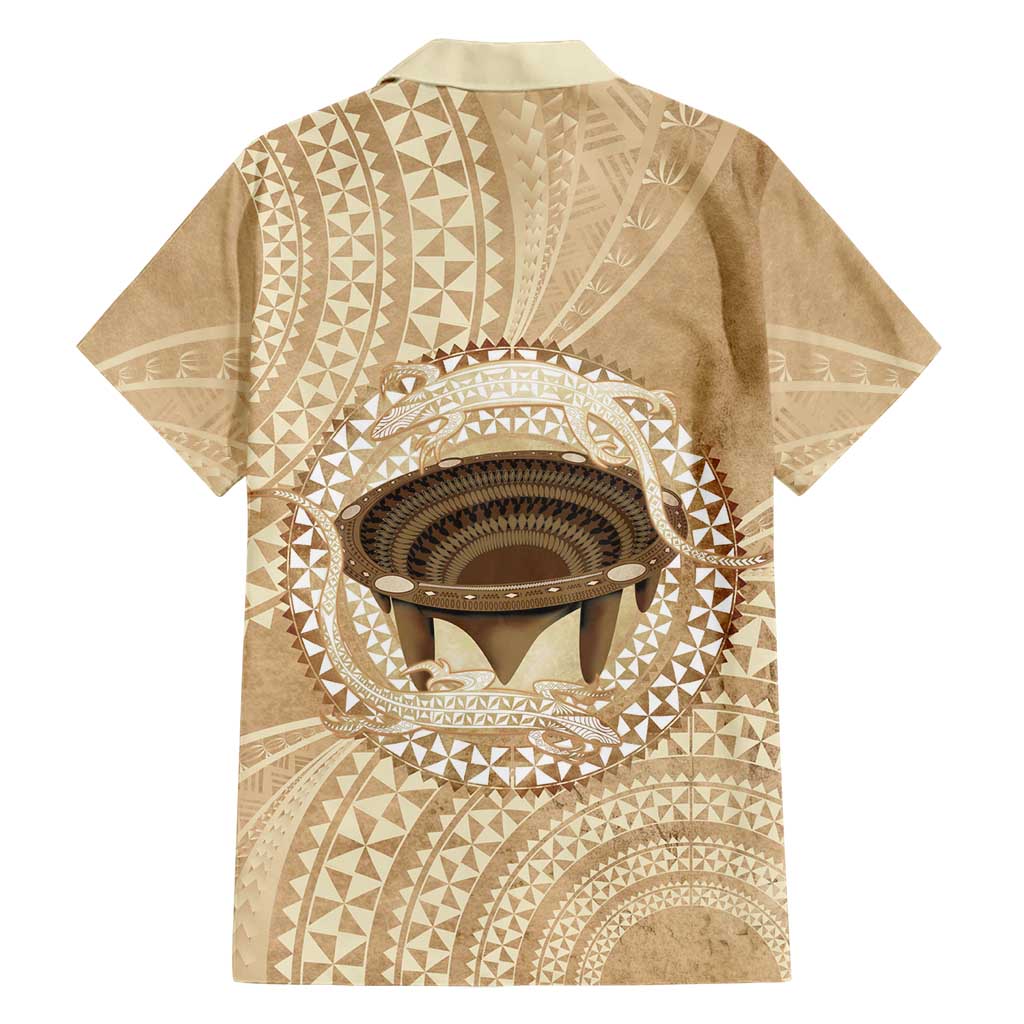 Tonga Skink Kava Bowl Family Matching Short Sleeve Bodycon Dress and Hawaiian Shirt Vintage Tongan Ngatu Pattern LT14 - Polynesian Pride