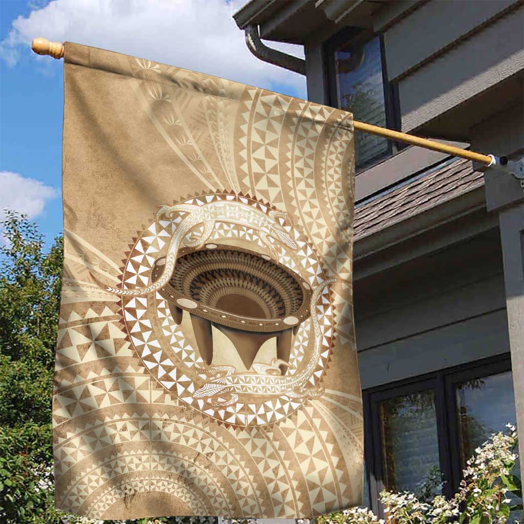 Tonga Skink Kava Bowl Garden Flag Vintage Tongan Ngatu Pattern
