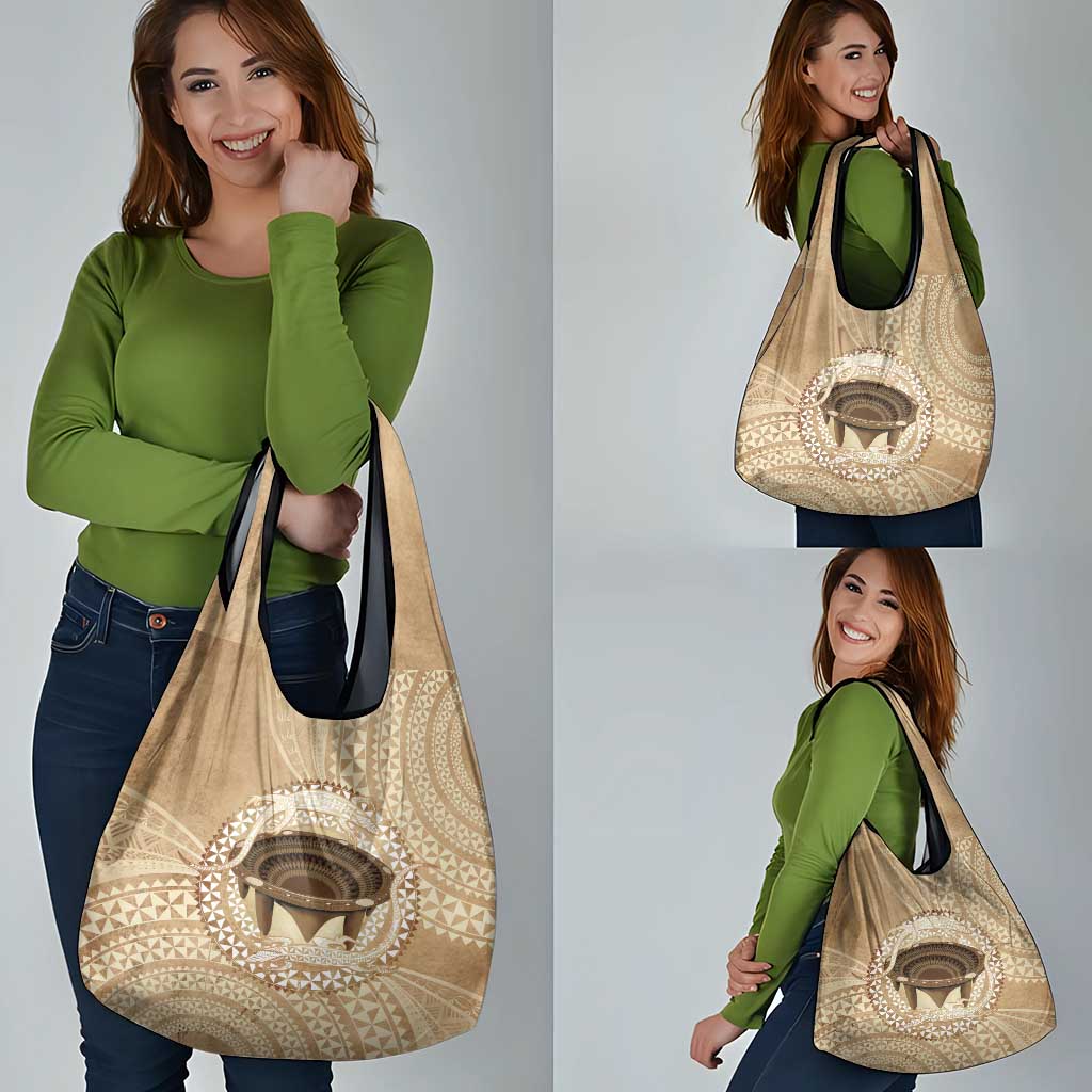 Tonga Skink Kava Bowl Grocery Bag Vintage Tongan Ngatu Pattern LT14 - Polynesian Pride