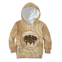 Tonga Skink Kava Bowl Kid Hoodie Vintage Tongan Ngatu Pattern LT14 Hoodie Brown - Polynesian Pride