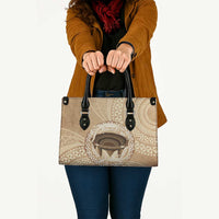 Tonga Skink Kava Bowl Leather Bag Vintage Tongan Ngatu Pattern