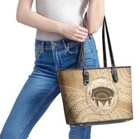 Tonga Skink Kava Bowl Leather Tote Bag Vintage Tongan Ngatu Pattern