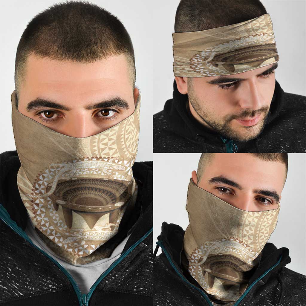 Tonga Skink Kava Bowl Neck Gaiter Vintage Tongan Ngatu Pattern