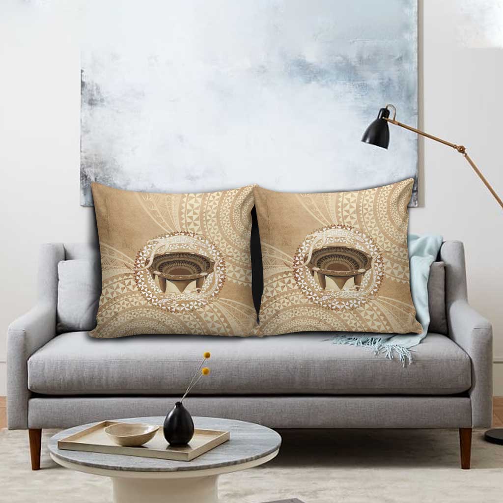 Tonga Skink Kava Bowl Pillow Cover Vintage Tongan Ngatu Pattern