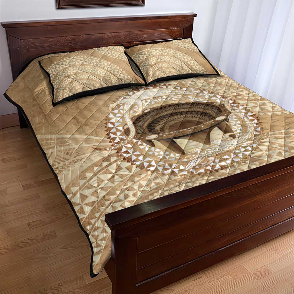Tonga Skink Kava Bowl Quilt Bed Set Vintage Tongan Ngatu Pattern