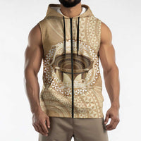 Tonga Skink Kava Bowl Sleeveless Zip Hoodie Vintage Tongan Ngatu Pattern LT14 - Polynesian Pride