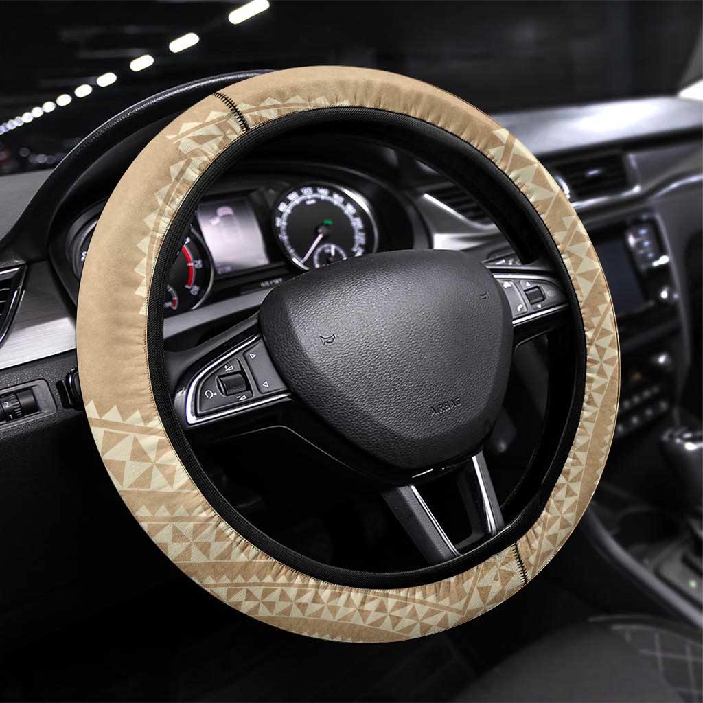 Tonga Skink Kava Bowl Steering Wheel Cover Vintage Tongan Ngatu Pattern