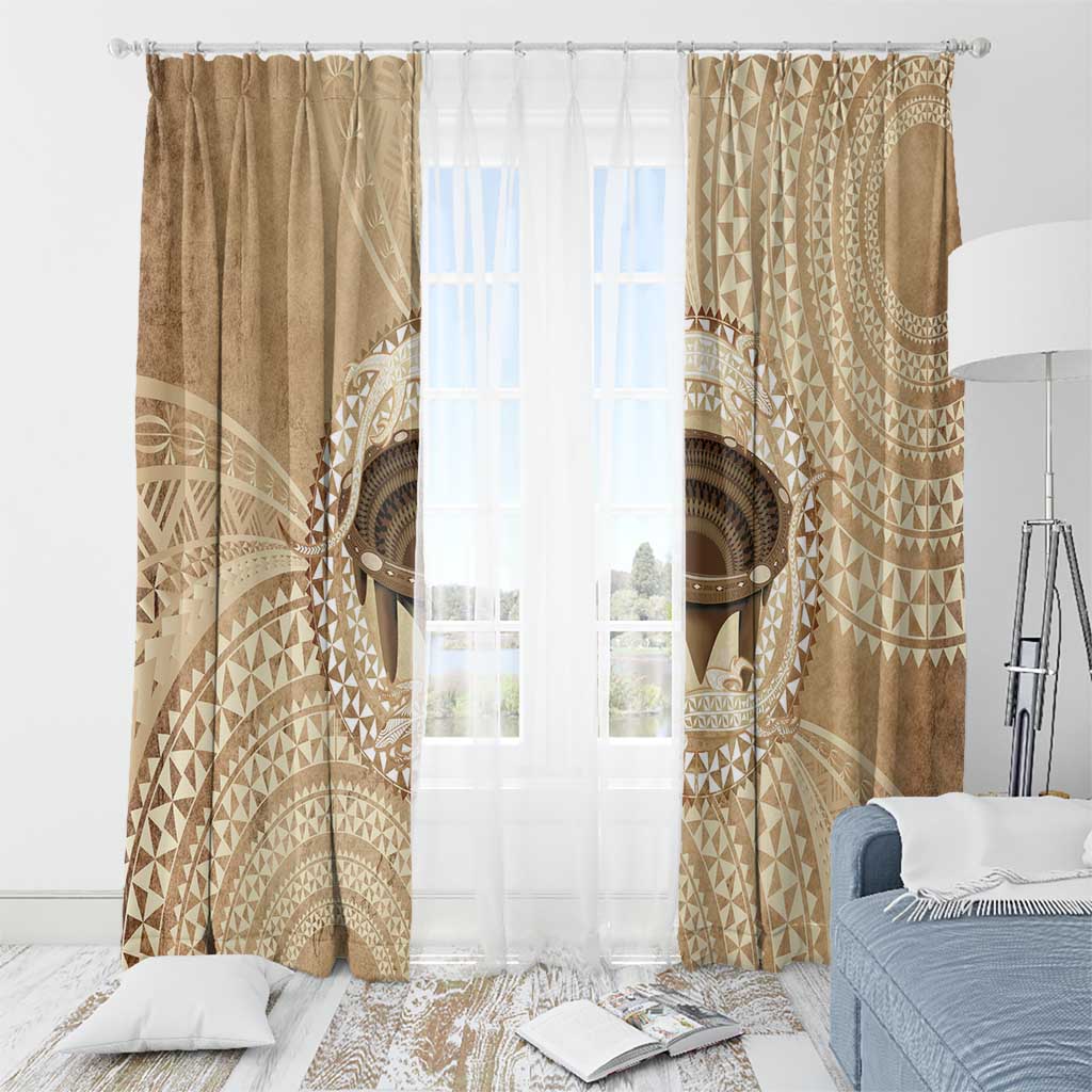 Tonga Skink Kava Bowl Window Curtain Vintage Tongan Ngatu Pattern