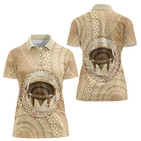 Tonga Skink Kava Bowl Women Polo Shirt Vintage Tongan Ngatu Pattern LT14 - Polynesian Pride