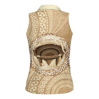 Tonga Skink Kava Bowl Women Sleeveless Polo Shirt Vintage Tongan Ngatu Pattern