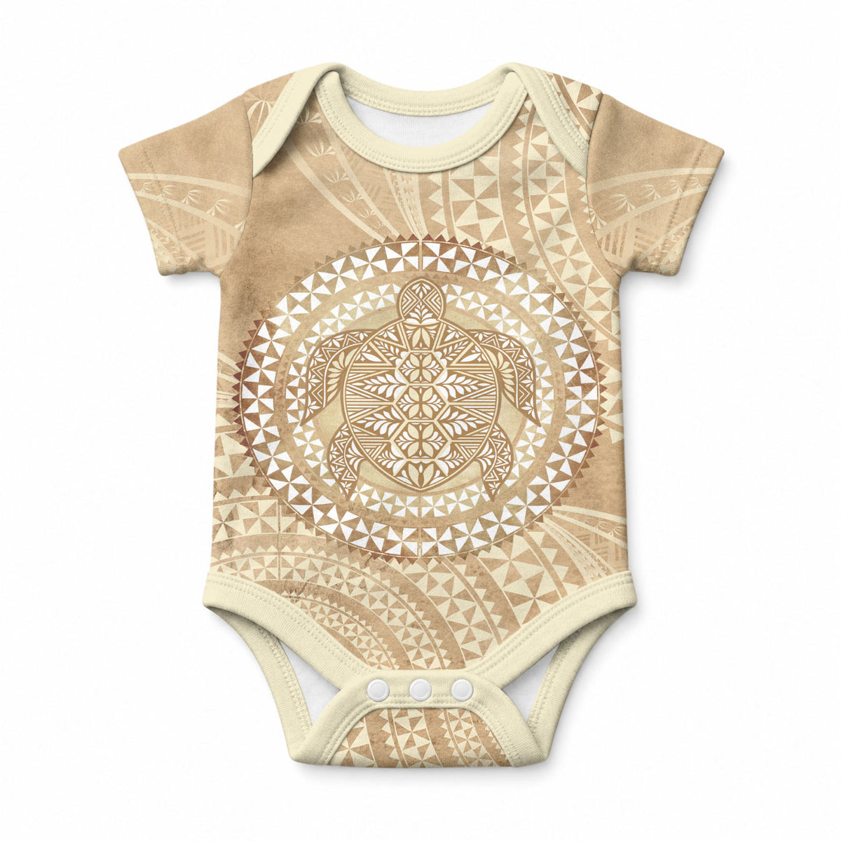 Tonga Ngatu Turtle Baby Onesie Vintage Tongan Tapa Cloth