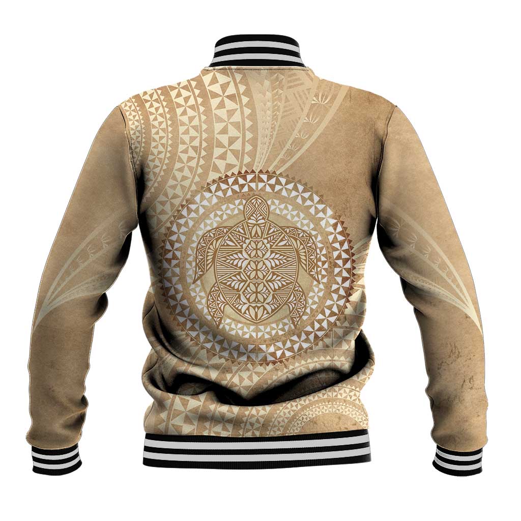 Tonga Ngatu Turtle Baseball Jacket Vintage Tongan Tapa Cloth