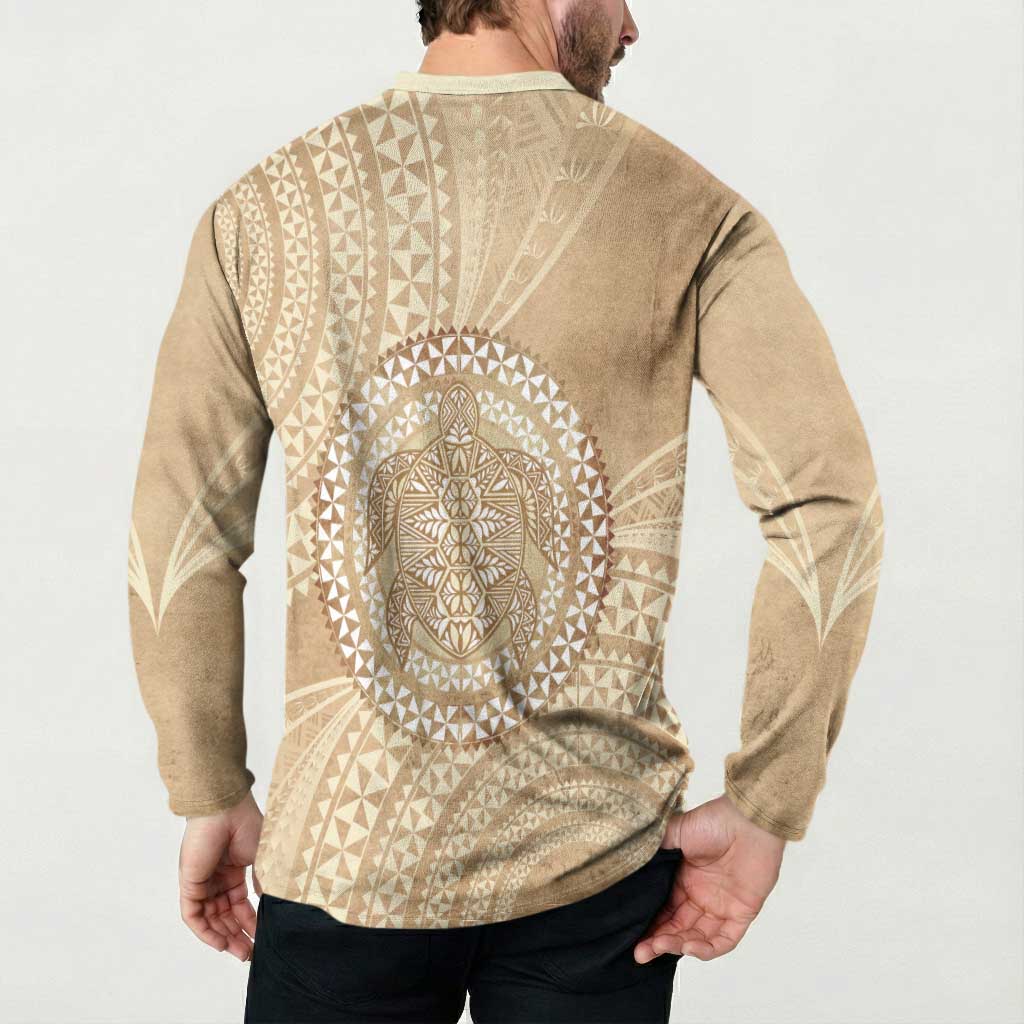 Tonga Ngatu Turtle Button Sweatshirt Vintage Tongan Tapa Cloth