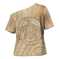 Tonga Ngatu Turtle Cross Shoulder Shirt Vintage Tongan Tapa Cloth LT14 - Polynesian Pride