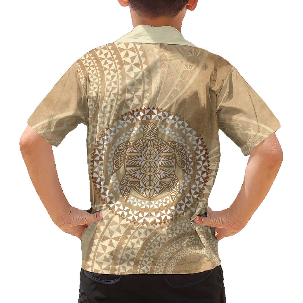 Tonga Ngatu Turtle Family Matching Short Sleeve Bodycon Dress and Hawaiian Shirt Vintage Tongan Tapa Cloth LT14 - Polynesian Pride