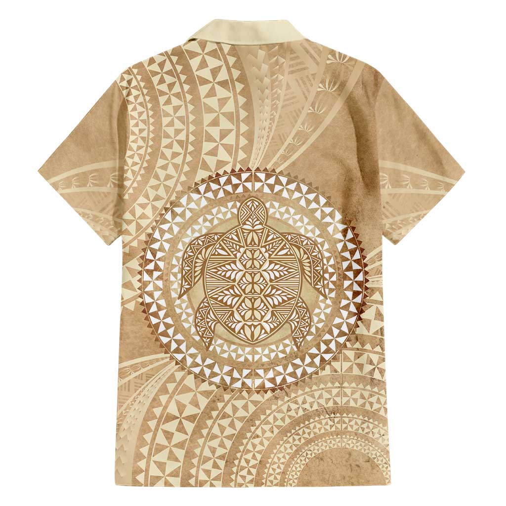 Tonga Ngatu Turtle Family Matching Summer Maxi Dress and Hawaiian Shirt Vintage Tongan Tapa Cloth LT14 - Polynesian Pride